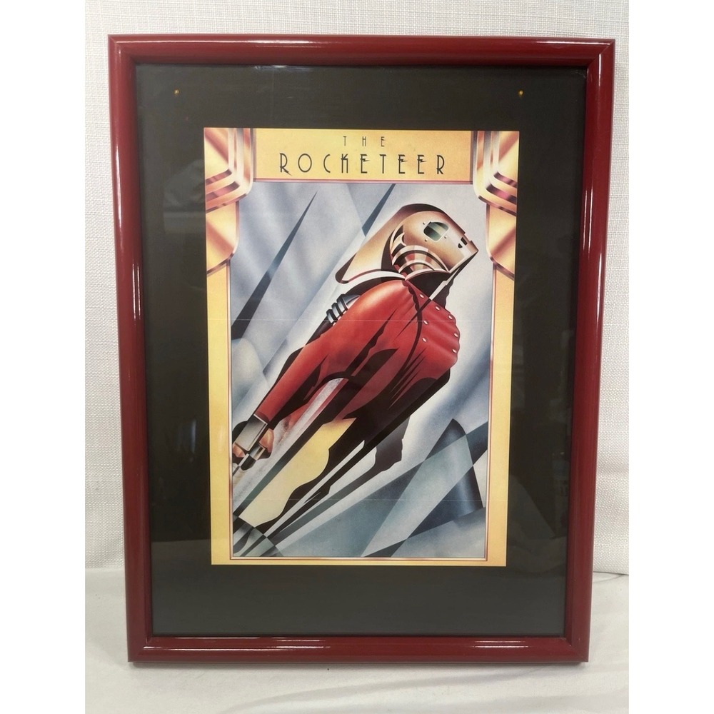 The Rocketeer Art Deco Movie Poster Framed Print Red Frame Disney 1991 Vintage